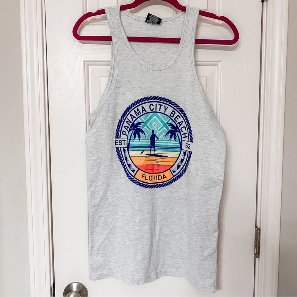 SUNSATIONS • PCB Panama City Beach Florida Gray Tropical Tank Top